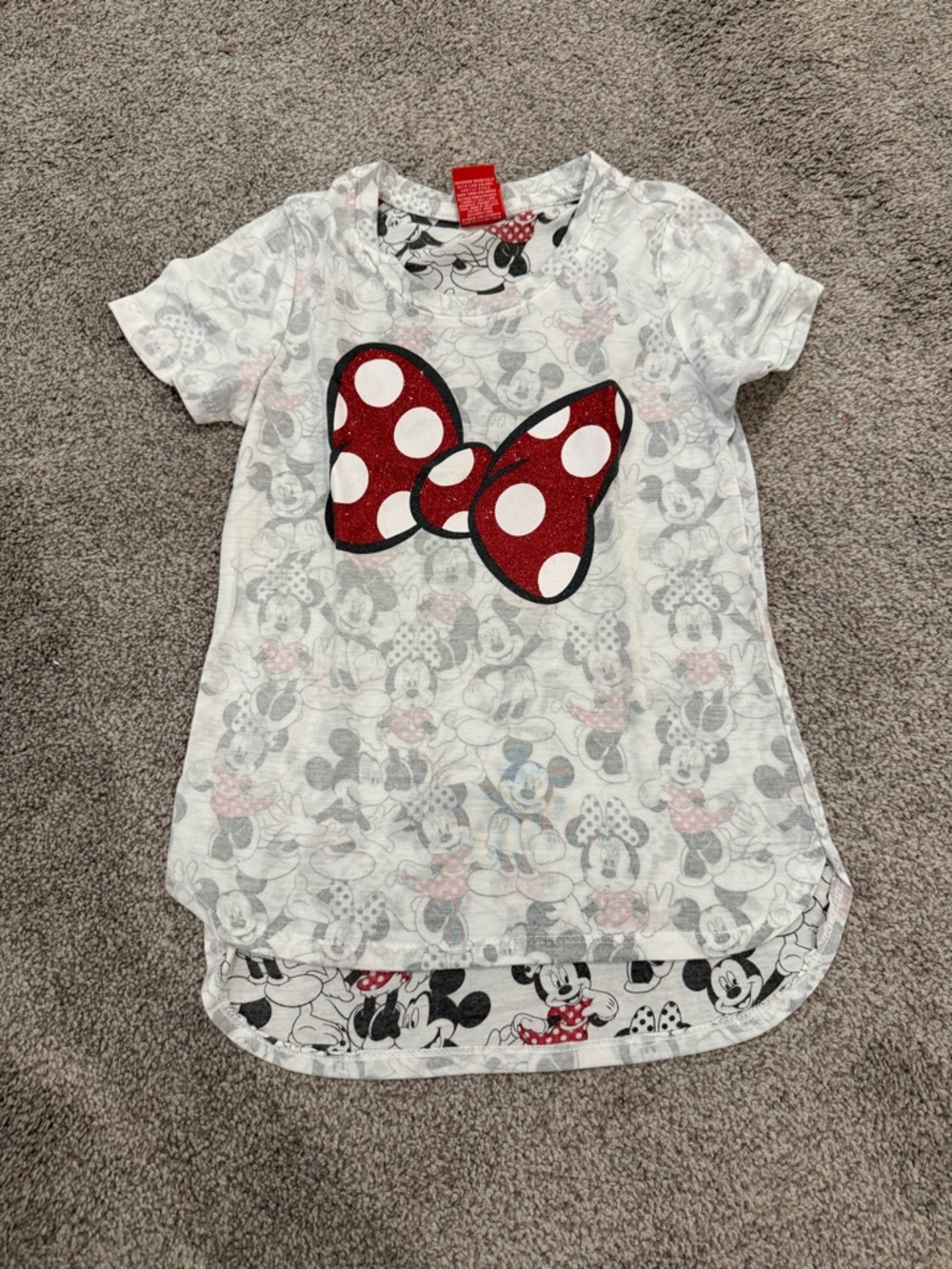 Disney White Tee with Red Polka Dot Minnie Bow